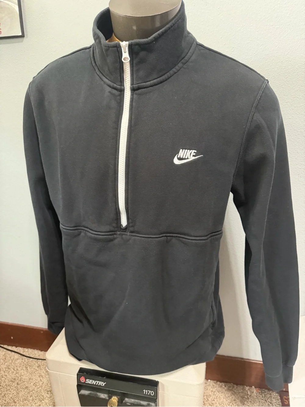 Nike Black Half-Zip Sweatshirt with White Logo